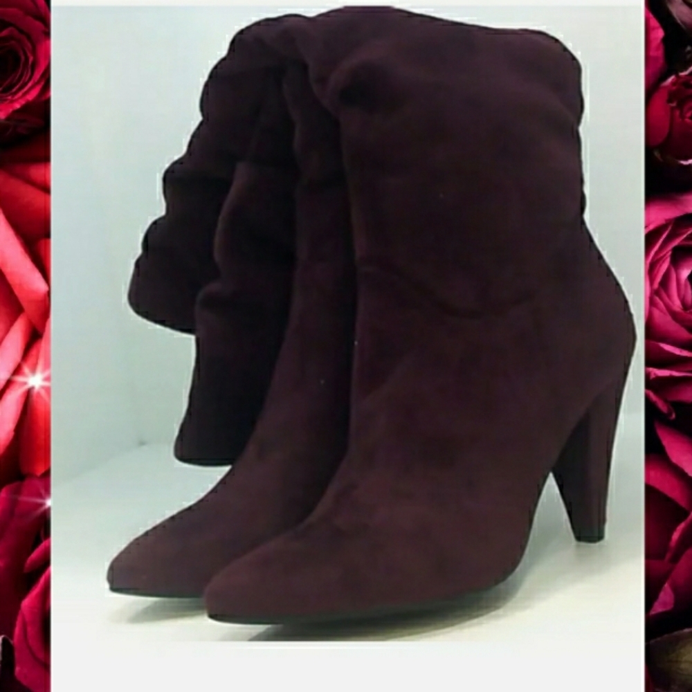 Impo Women's Slouchy Pointed-Toe Heeled Boots in Dark Burgundy